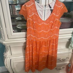 Kensie Bright Orange Lace Dress